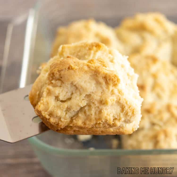 spatula lifting up a biscuit