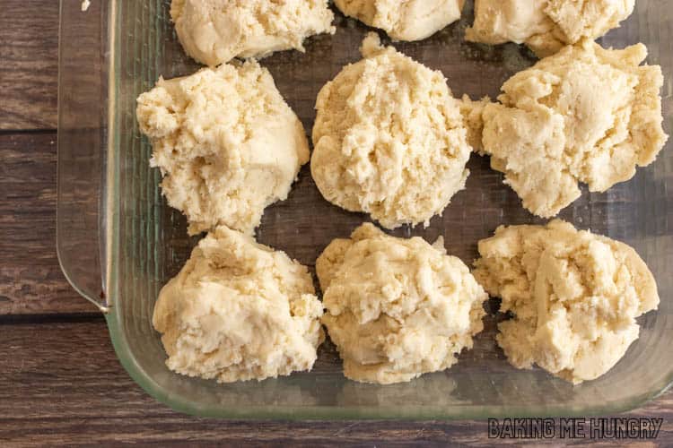 biscuit dough in baking pan