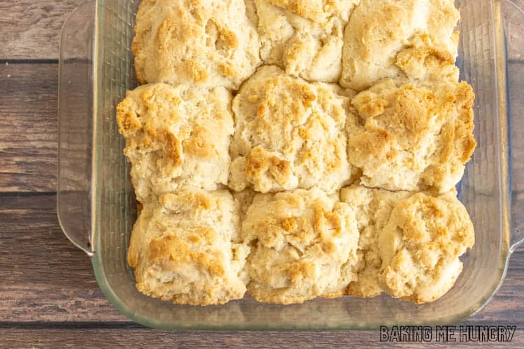 3-ingredient biscuit recipe baked in glass pan