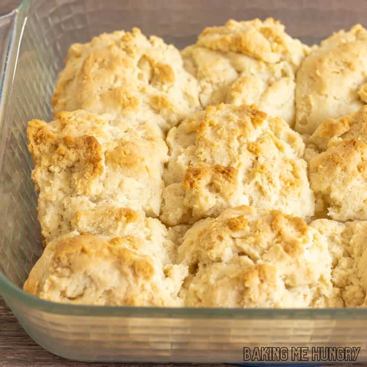 3-ingredient biscuit recipe baked in glass pan