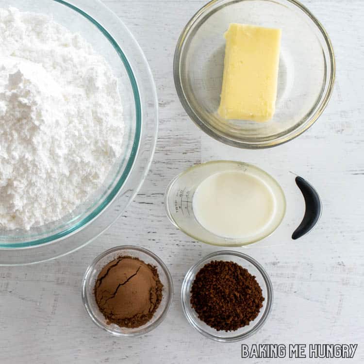 frosting ingredients in small bowls