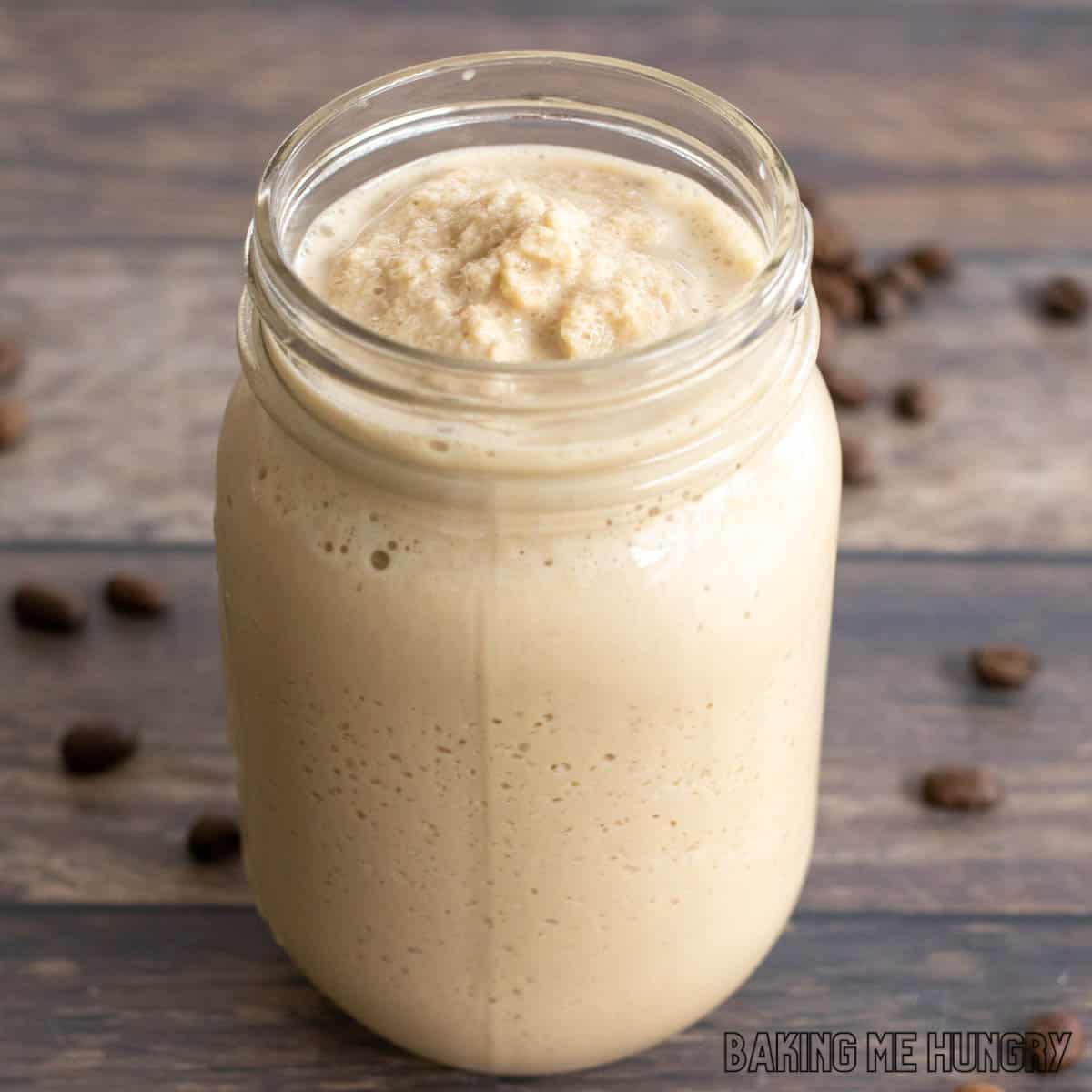 frosted coffee recipe in mason jar