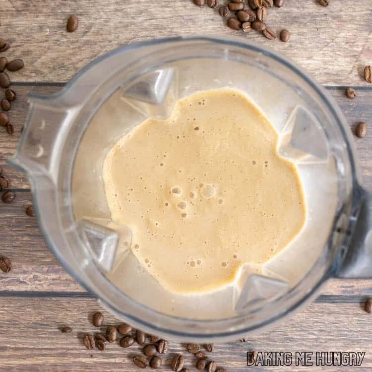 blended frosted coffee in pitcher