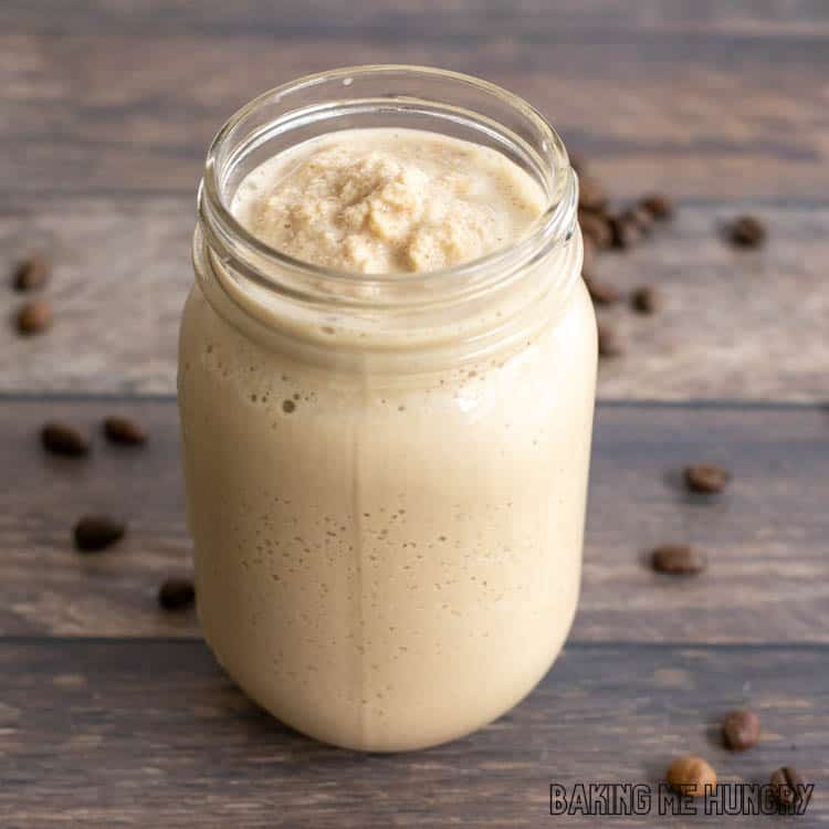 frosted coffee recipe in mason jar