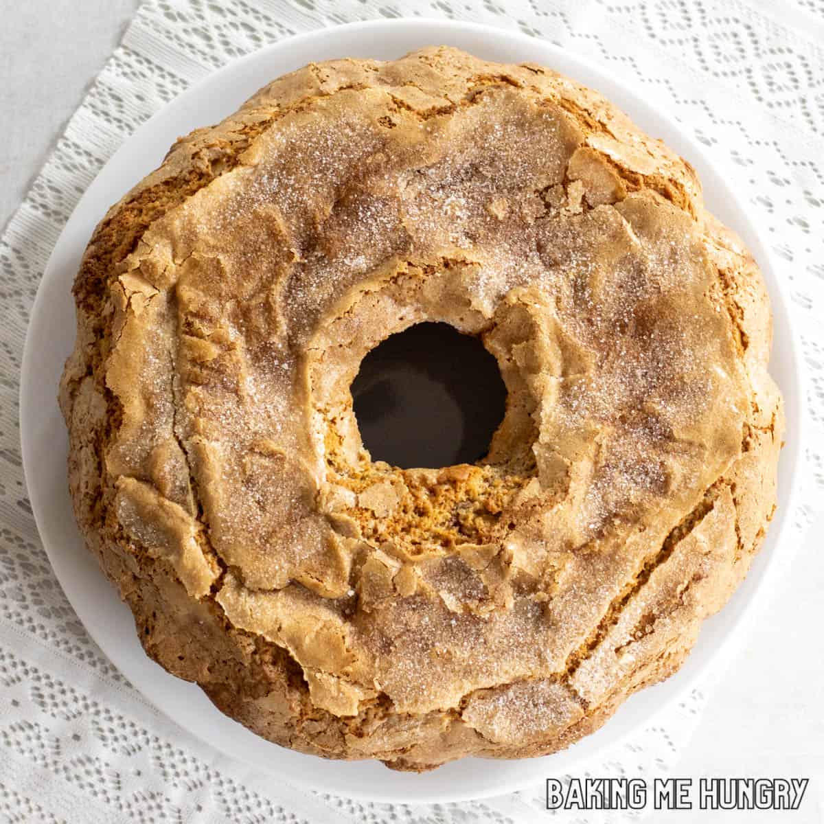 my grandmas coffee cake recipe served on platter from overhead