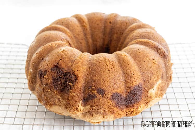 my grandmas coffee cake recipe inverted on wire rack