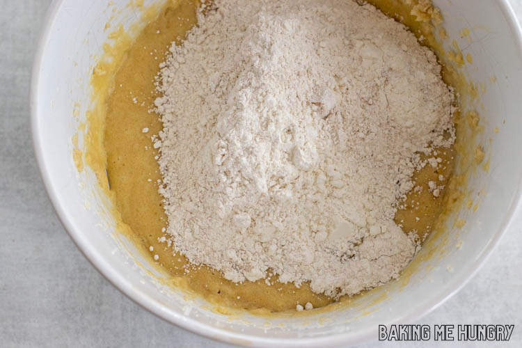 dry ingredients added to bowl