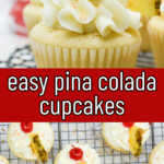 pinterest image for pineapple coconut cupcakes
