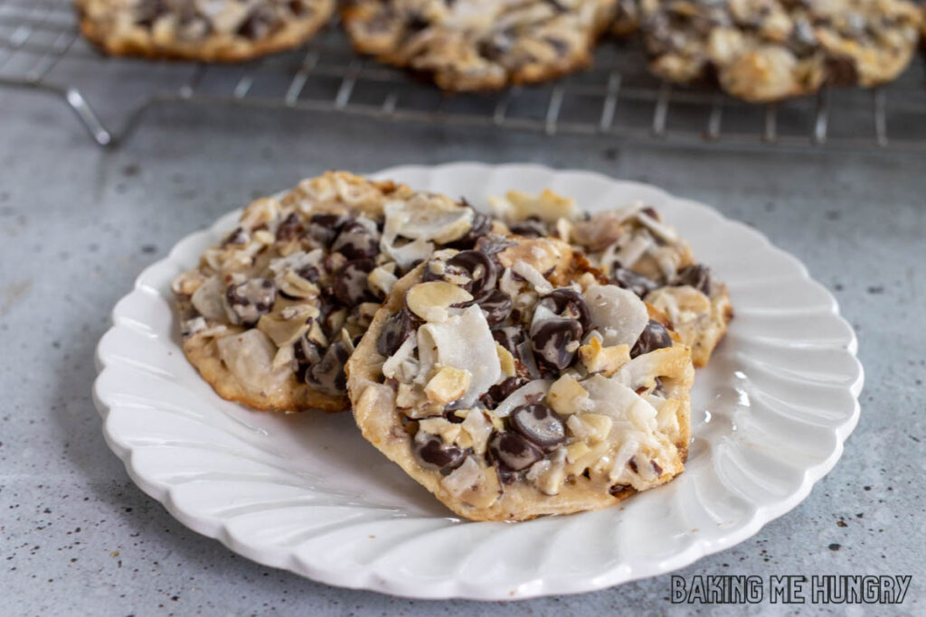 plate with almond joy cookies