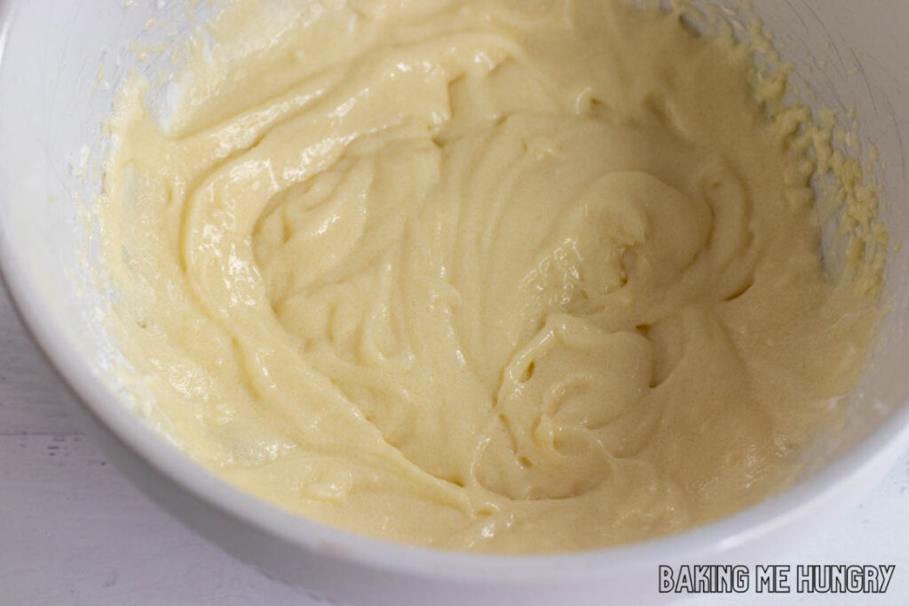 creamed butter and sugar in bowl