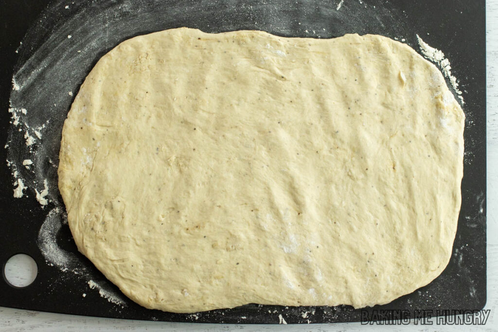 dough pressed into large rectangle