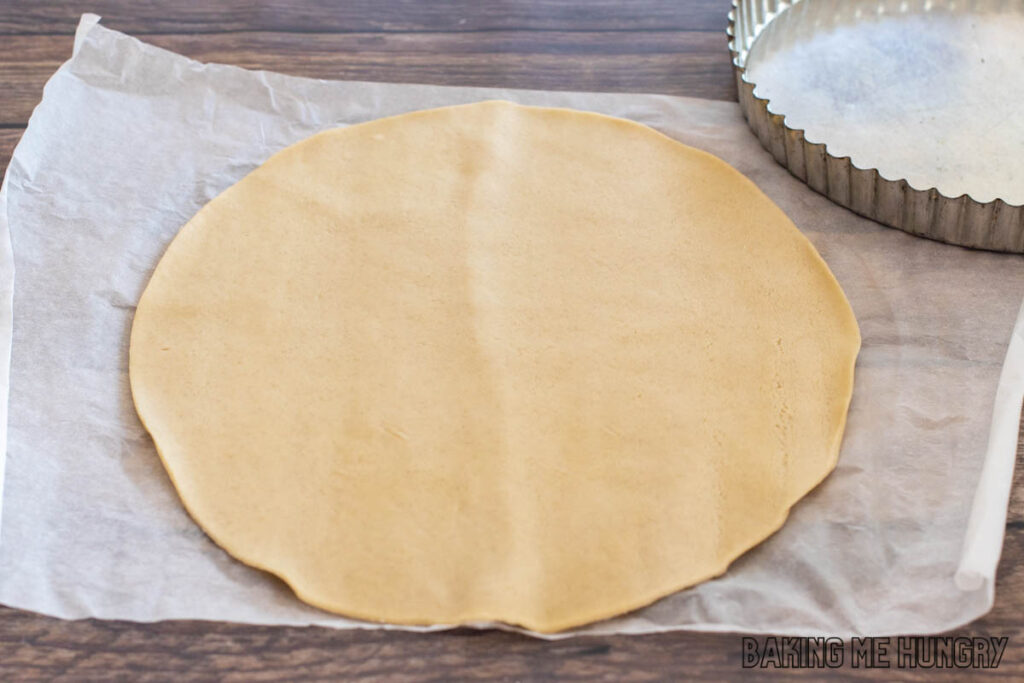 circle of pie dough unrolled