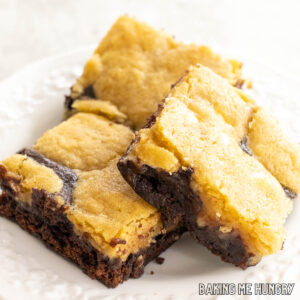 marbled cookie brownies on plate close up