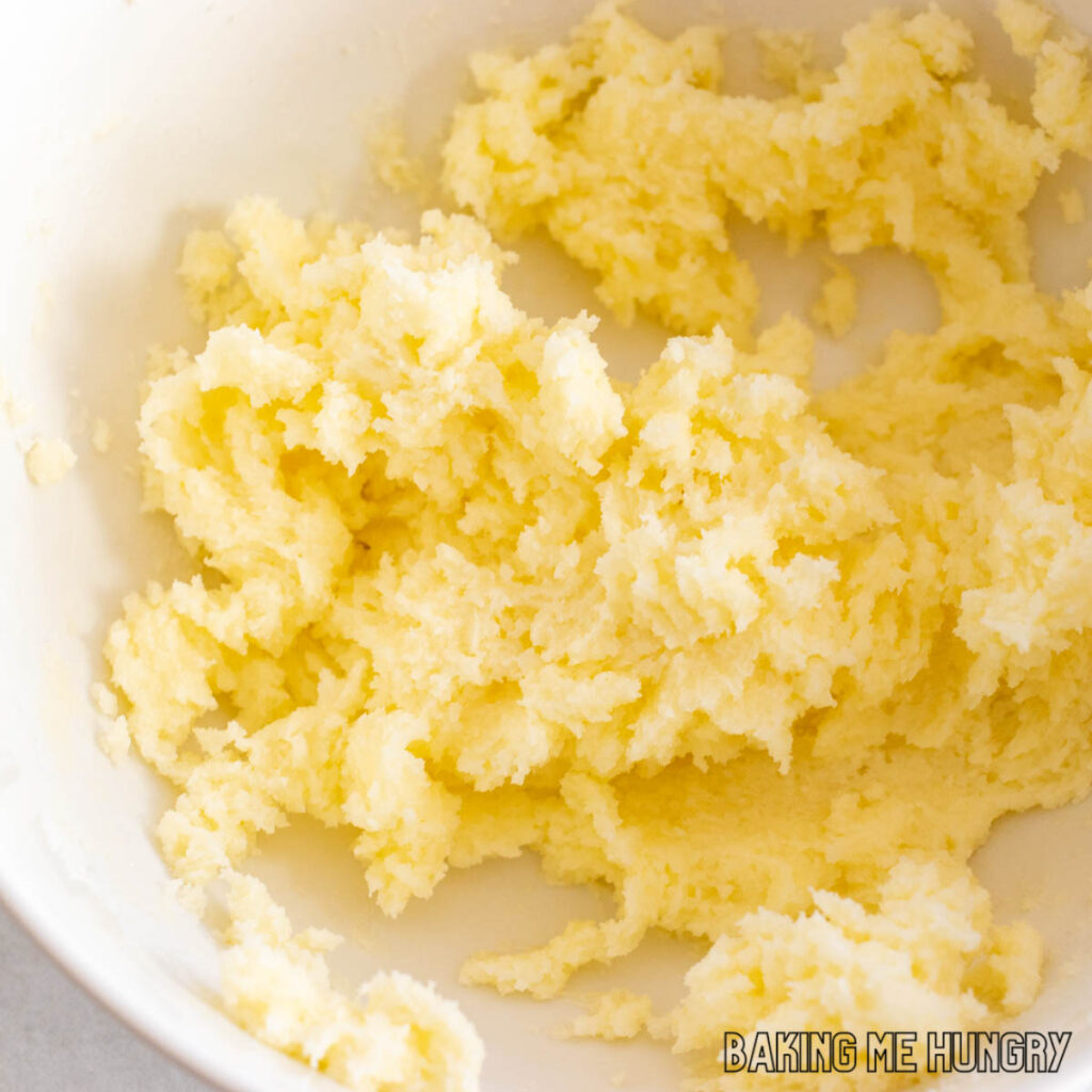 creamed butter and sugar in bowl