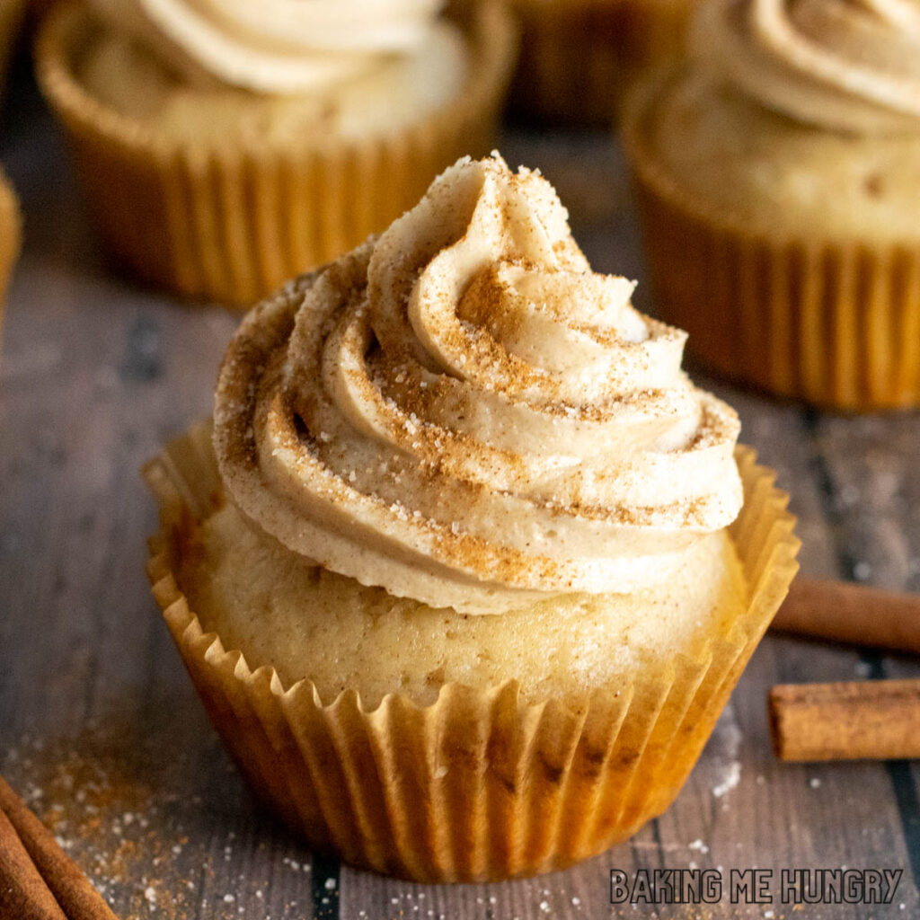 close up on cinnamon frosting