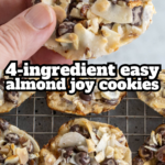 pinterest image for 4 ingredient almond joy cookies