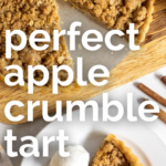 pinterest image for apple crumble tart