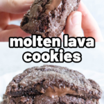 pinterest image for molten lava cookies recipe