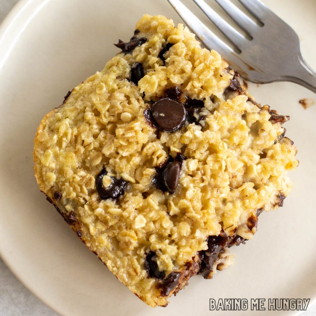 baked chocolate chip oatmeal recipe serving on small plate