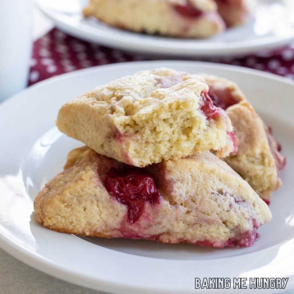 plate with cherry scones recipe