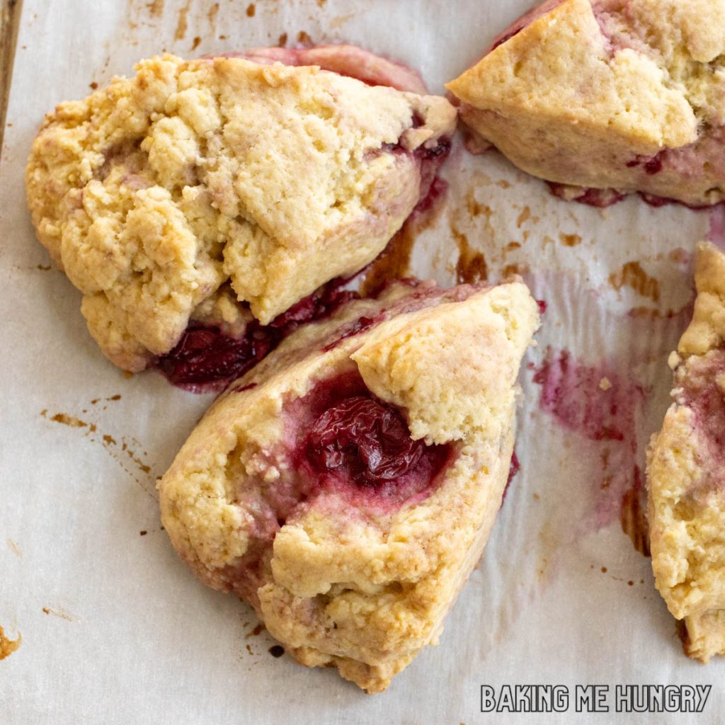 cherry scones recipe overhead close up