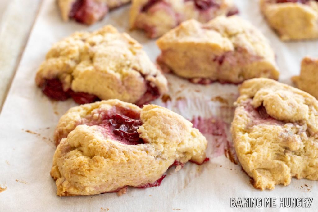 close up of the cherry scones recipe
