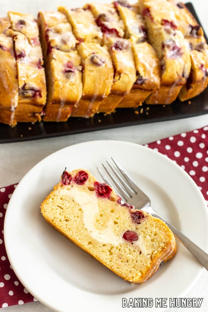 cranberry cream cheese bread served on small plate