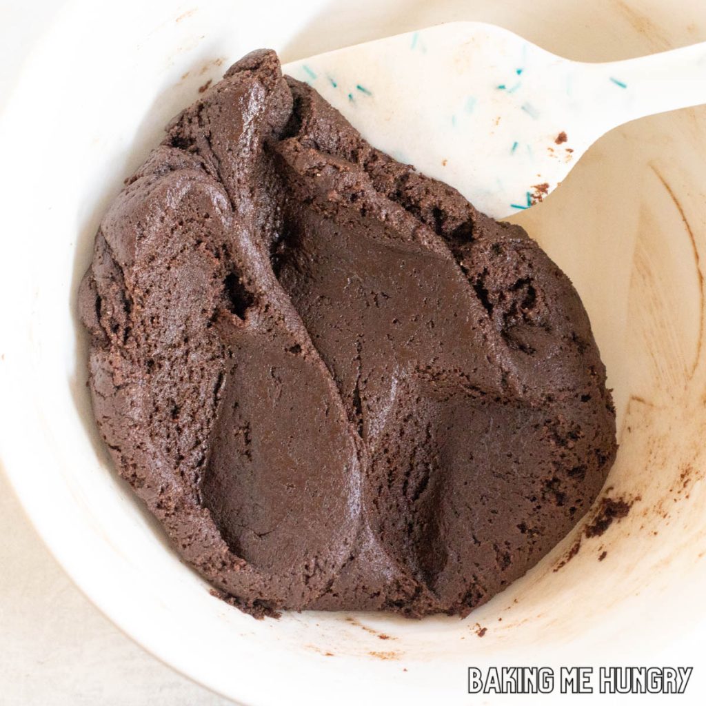 thick chocolate batter in bowl