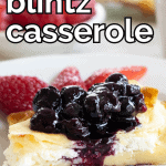 pinterest image for blintz casserole recipe