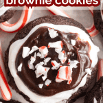 pinterest image for candy cane brownie cookies