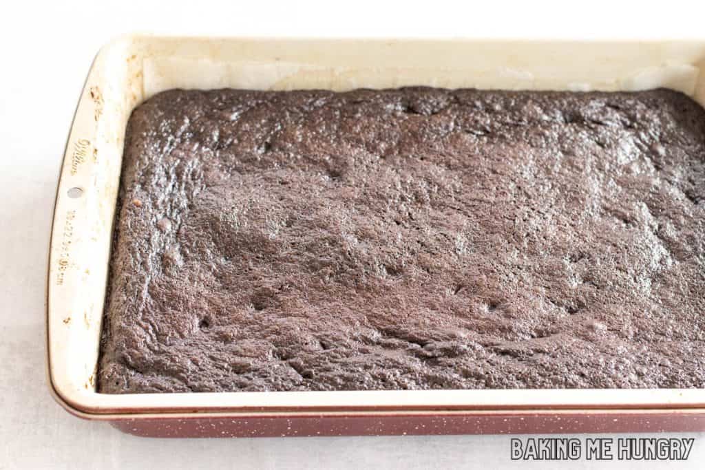 baked brownies in pan