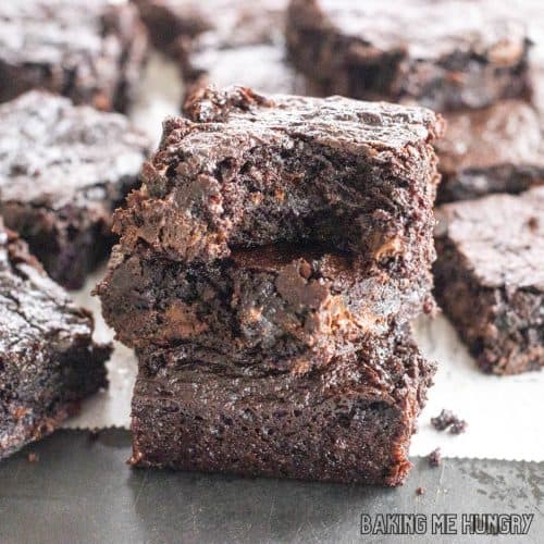 dairy free chocolate brownies in a stack