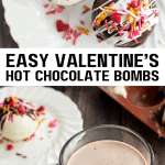 pinterest image for valentine's hot chocolate bombs