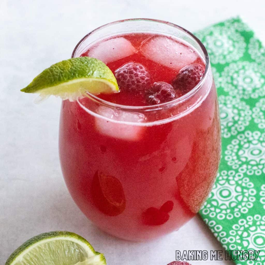 red virgin cocktail in wine glass