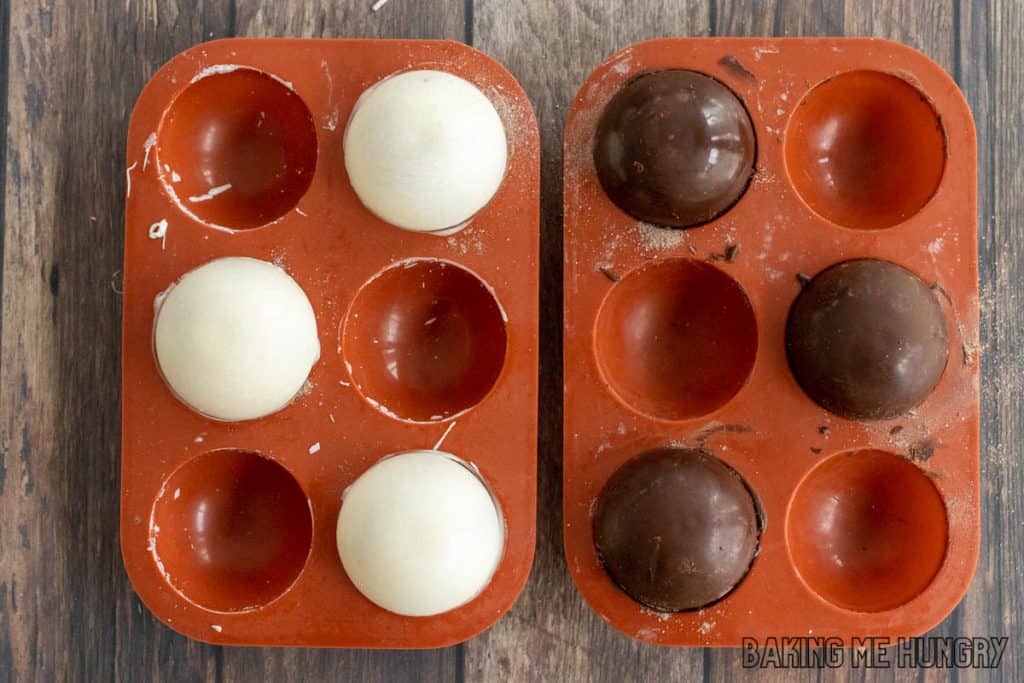 closed hot cocoa bombs in mold