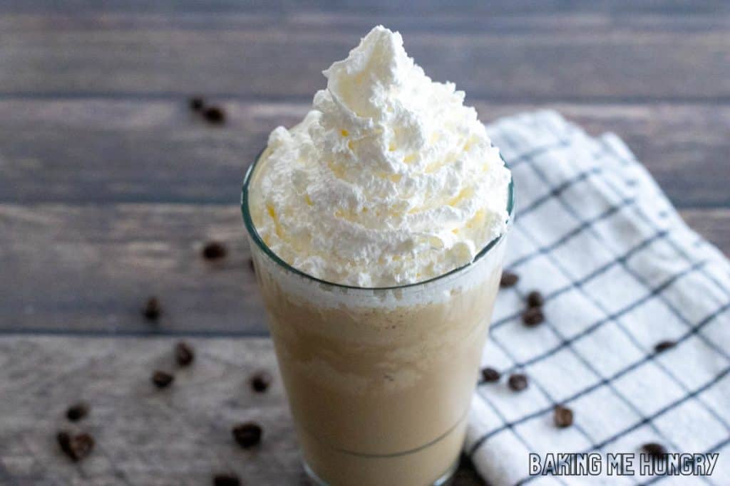 coffee milkshake recipe topped with whipped cream