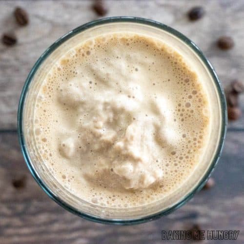 coffee milkshake recipe from overhead in glass