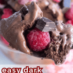 pinterest image for dark chocolate raspberry ice cream