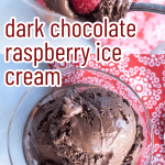 pinterest image for dark chocolate raspberry ice cream
