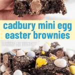 pinterest image for mini egg brownies