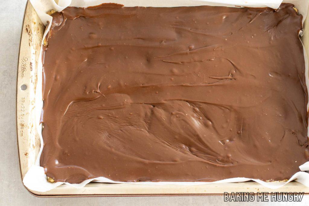 chocolate filling spread on top of the dough