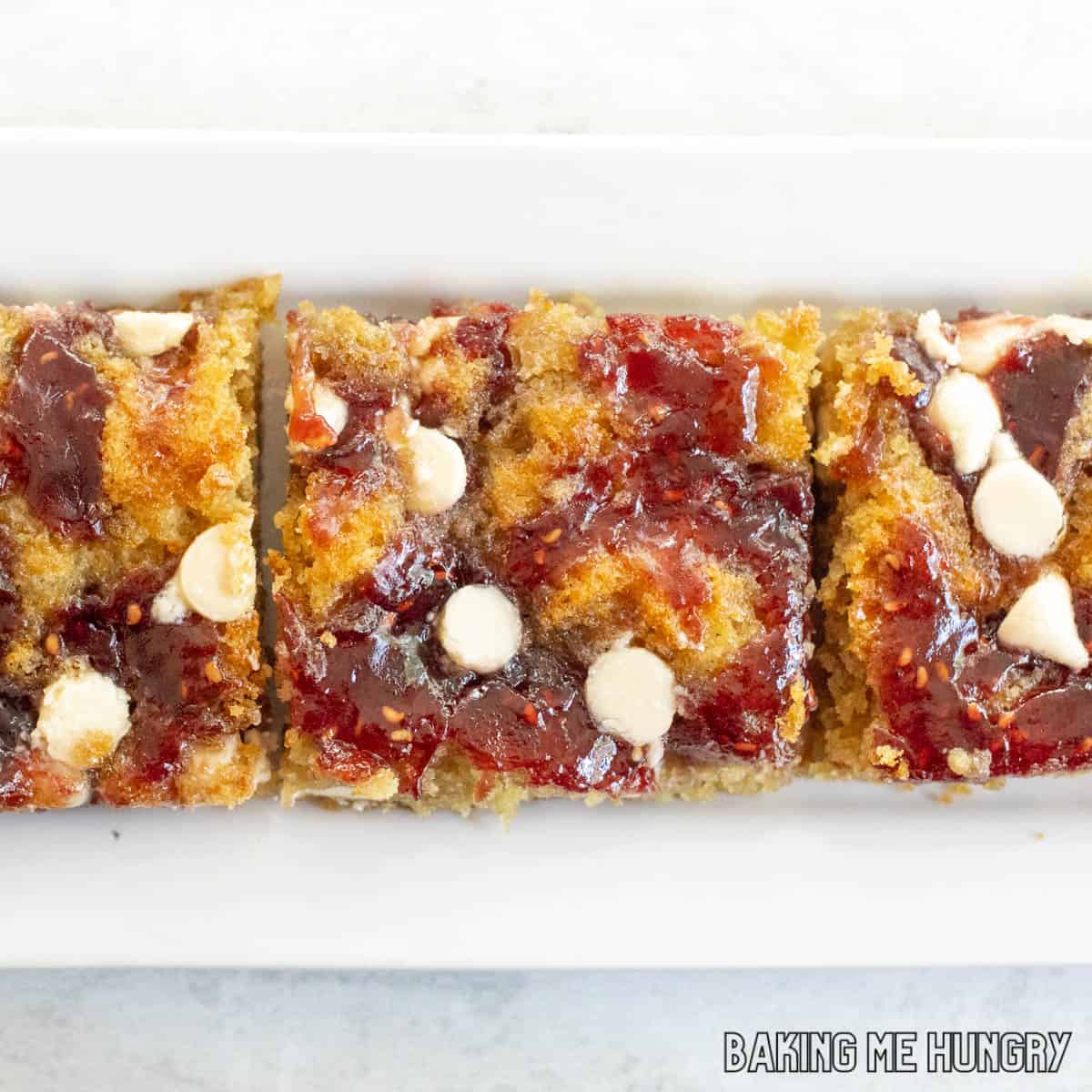 plate with white chocolate raspberry blondie recipe served