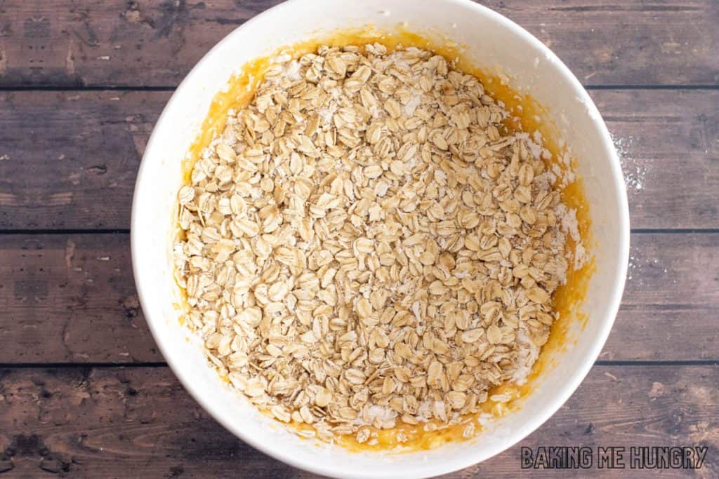 oats added to bowl
