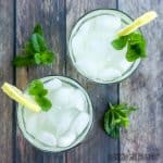 mint lemonade recipe served in glasses with fresh mint and lemon slices from overhead