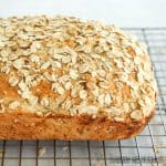 oat bread recipe on wire rack cooling close up