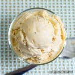 grilled peach ice cream from overhead close up