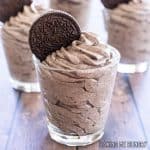 oreo chocolate mousse in glasses from side