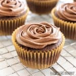 small batch chocolate frosting shown on cupcakes