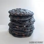 black cocoa cookies in a stack