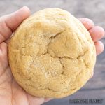 single serve peanut butter cookie resting on a hand